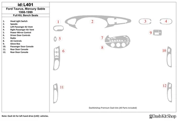 

Interior trim for Ford Taurus 1998-1999. Set L401.