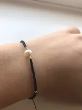 ZMZY-Pulsera de Perlas Naturales Miyuki de cuentas finas hechas a mano para mujer, brazaletes de piedras de vidrio negro, cuerda ajustable Bohemia, joyería para mujer