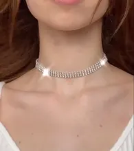 Gargantilla de diamantes de imitación de cristal para mujer, accesorios de boda, cadena de Color plateado, Gargantilla gótica Punk, joyería para mujer