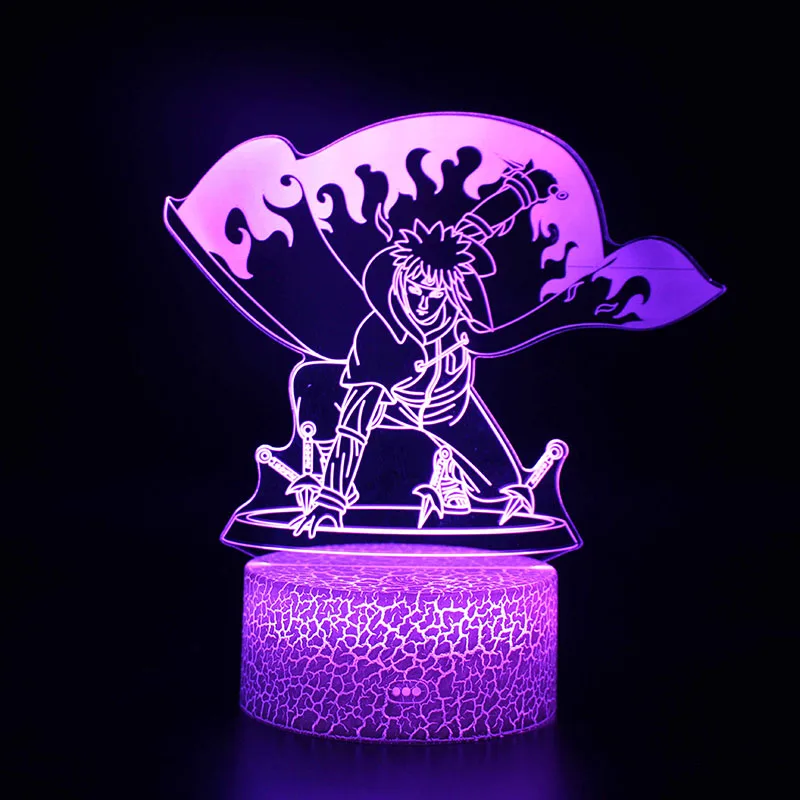 Аниме Наруто тема 3D Настольная лампа с дистанционным управлением для спальни декоративный светильник Наруто Саске Какаши модель Ночной