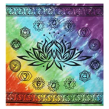 

Chakras with Lotus flower 100% cotton mat 90x90cm Ritual Tarot blanket tablecloth Tapestry Tapestries