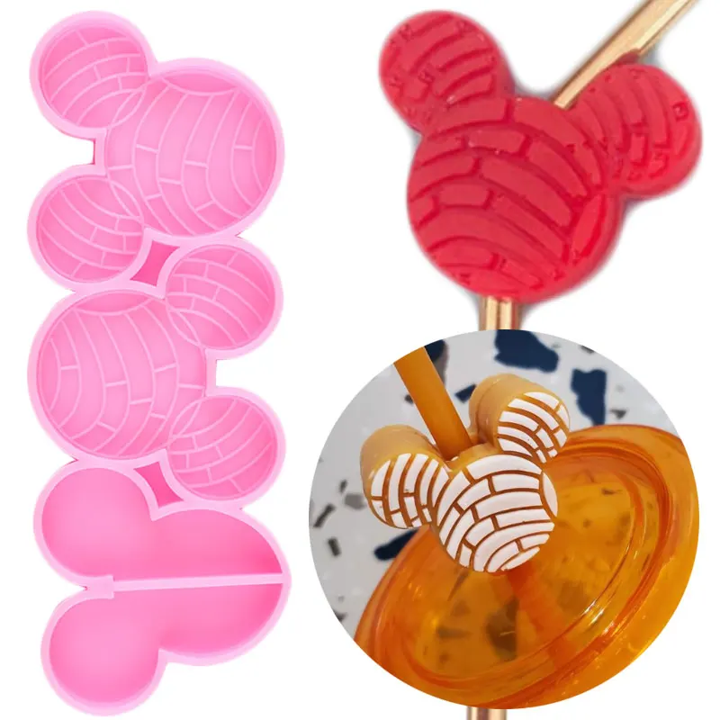 Molde de silicona con cabeza de ratón para decoración de pasteles, moldes de resina epoxi con forma de Concha, pan, Pajita, Fondant, caramelo, Chocolate, DIY