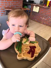 1 Conjunto de alimentación de bebé comida placas placa de bambú ovejas impermeable Tenedor de silicona cuchara BPA libre de vajilla de los niños vajilla