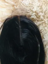 Extensiones de pelo peruano con malla, accesorio capilar liso de 2x6 con cierre de encaje y nudos blanqueados, Color Natural Remy