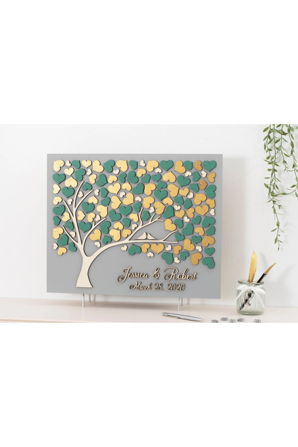 Wedding Guest Visitor Signature Book Wooden Personalized Alternatives to Names Date Mr and Mrs Mariage 3D Love Valentine's Rusti | Дом и
