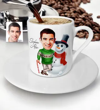 

Personalized Christmas Themed Bay Caricature Of Turkish Coffee cup-5