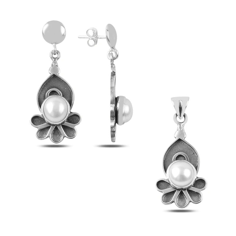 

Silver 925 Sterling Pearls of Handwork Set