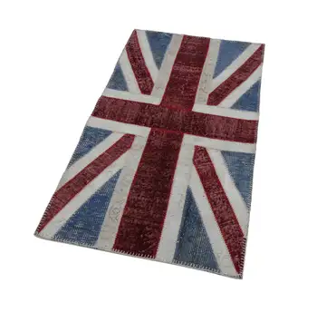 

83x152 Cm Uk Handmade Flag Patchwork Rug-3x5 Ft