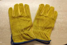 Guantes de cuero de vaca para conductores, protección de seguridad, para soldar, caza, 1008