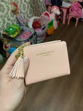 Cartera pequeña de piel con borlas para mujer, billetera corta de piel con cremallera, 2020