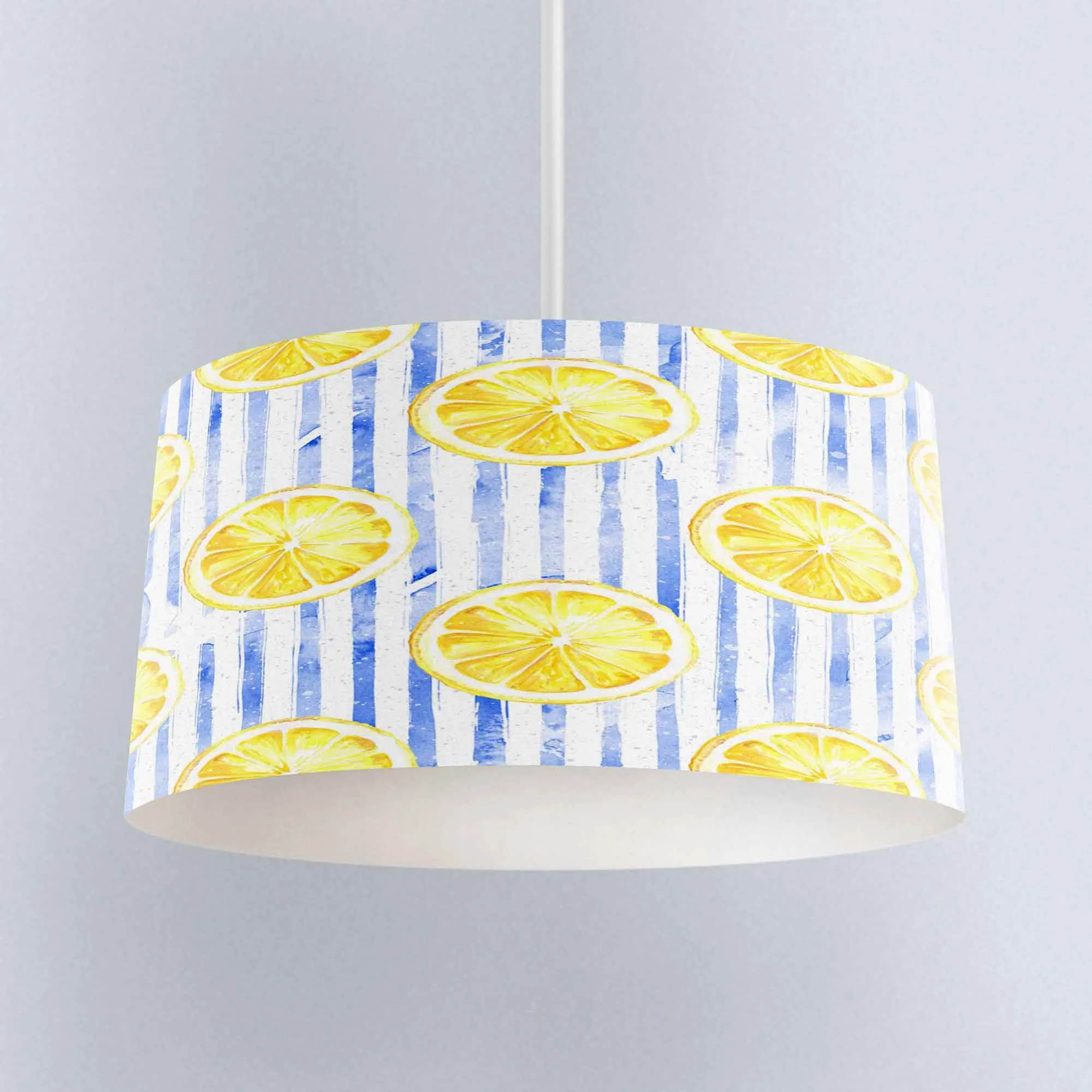 

Else Blue Lines Yellow Lemons Printed Fabric Kitchen Chandelier Lamp Drum Lampshade Floor Ceiling Pendant Light Shade