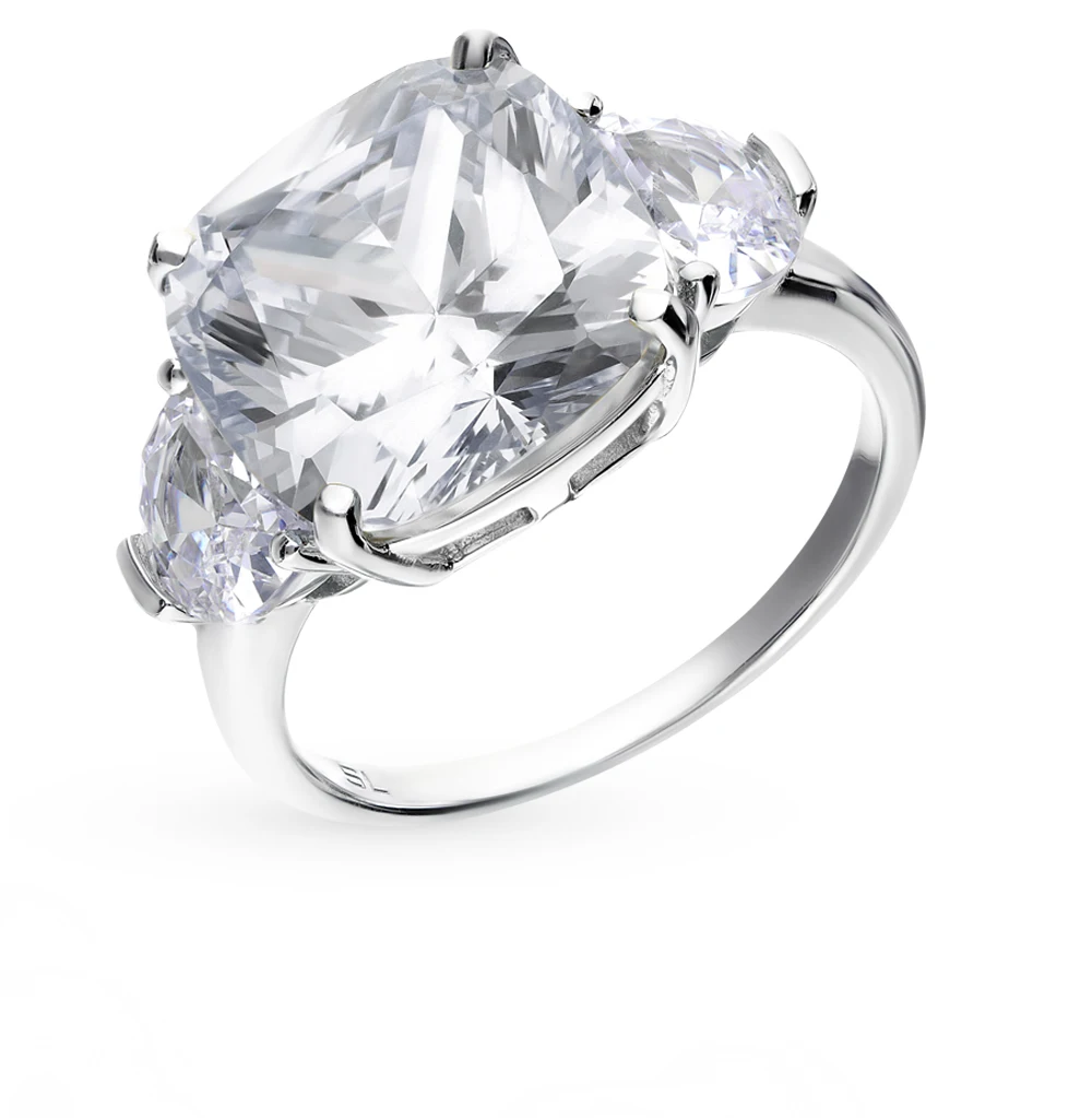 Серебряное кольцо с фианитами SUNLIGHT проба 925