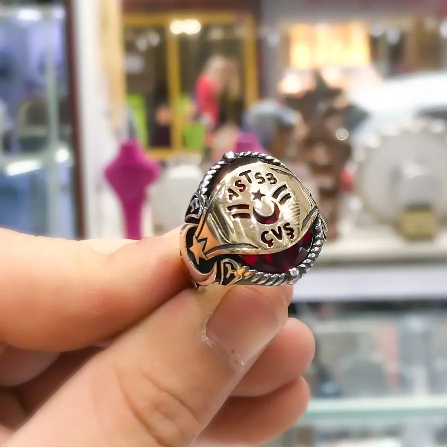 Серебряное кольцо с дизайном цепи NCO Soldier