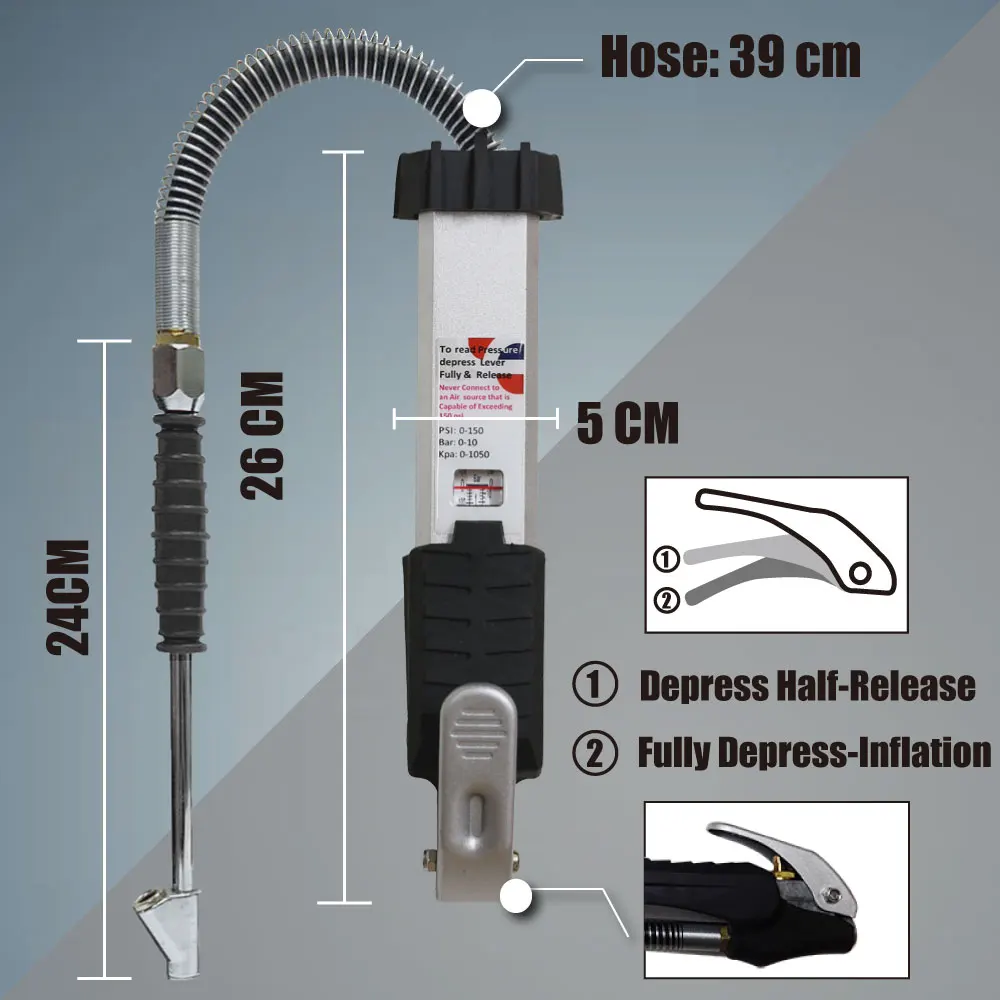LEMATEC Pro Heavy tire inflator с манометром инструменты для надувания шин авто грузовиков