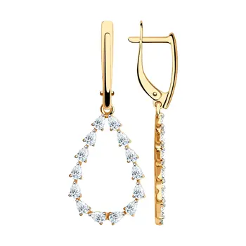 

Sokolov gold drop earrings,with stones, fashion jewelry, 585, women's male, long earrings