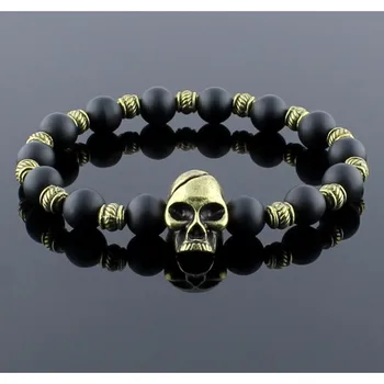 

Matte Onyx Bronze Skull Mens Bracelet