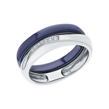 

Silver ring with ceramics and cubic zirconia sunlight sample 925