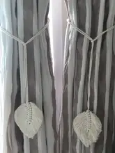 Macrame Curtain Tiebacks Bedroom-Decoration Living-Room Leaf Home for 2-Pack Braided