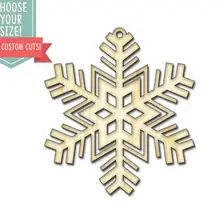 Snowflake Ornament Wood Cut Out- Custom Size- Laser Cut Wooden Art Craft Supplies Wall Hanging Decor Tree Holiday Gift DCS0345