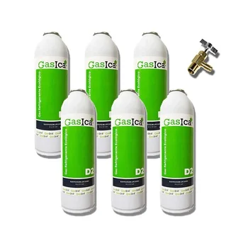 

6 bottles Gas Ecological Gasica D2 312G + Valve Substitute R12/R134A freeze