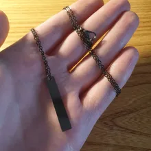 Collar con colgante rectangular de color negro para hombre, Gargantilla de acero inoxidable sencilla a la moda, joyería Kolye, Collar de hombre