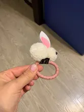 Lindo animal Bola de pelo de conejo, anillo mujer banda de goma elástica pelo bandas coreano sombreros niños ornamentos accesorios para el cabello