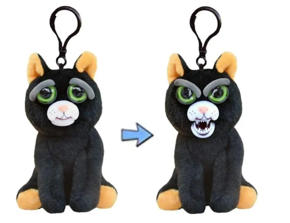 Веселые Домашние животные мини плюшевые брелоки - Цвет: Mini Black Cat Growl
