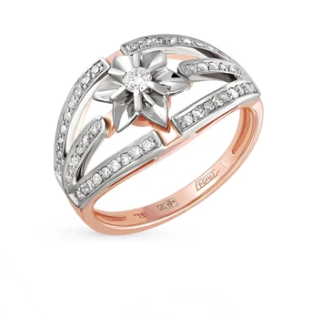 

Gold ring with diamonds sunlight sample 585 test