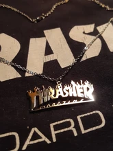 Chain Necklace Rock Hip-Hop Flame Stainless-Steel Gold-Color Titanium Women