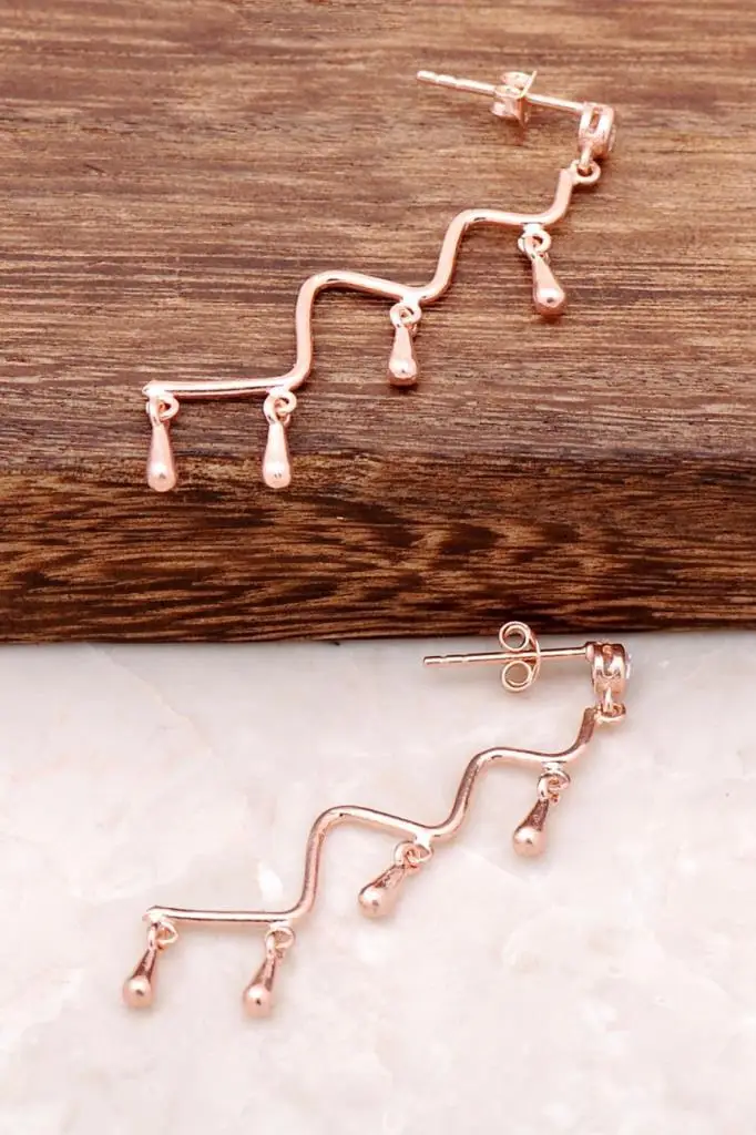

Rose Silver Zigzag Designed Earring 2155 High Quality Hand Made Original Filigree Silver Jewellery Gift for Women