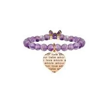 

KIDULT-AMETHYST BRACELET WITH HEART PENDANT 316L STAINLESS STEEL PVD ROSE' AND CRYSTALS-COD 731131-LOVE