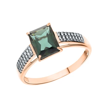 

Gold ring with tourmaline and cubic zirconia sunlight sample 585