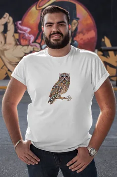 

Angemiel Wear Ethnic Pattern Owl White Men 'S Cotton Big Size T-Shirt