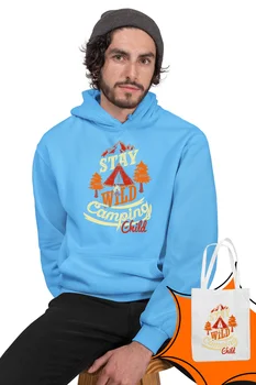 

Angemiel Wear Stay Wild Camping Blue Men 'S Hooded Sweatshirt Bags Kombin