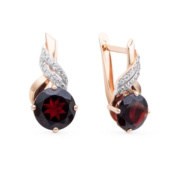 

Gold earrings with cubic zirconia and Garnet sunlight sample 585