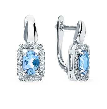 

Silver earrings with Topaz and cubic zirconia sunlight sample 925