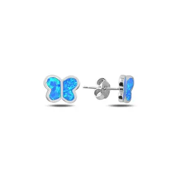 

Angemiel 925 Sterling Silver Opal Gemstone Butterfly Earrings