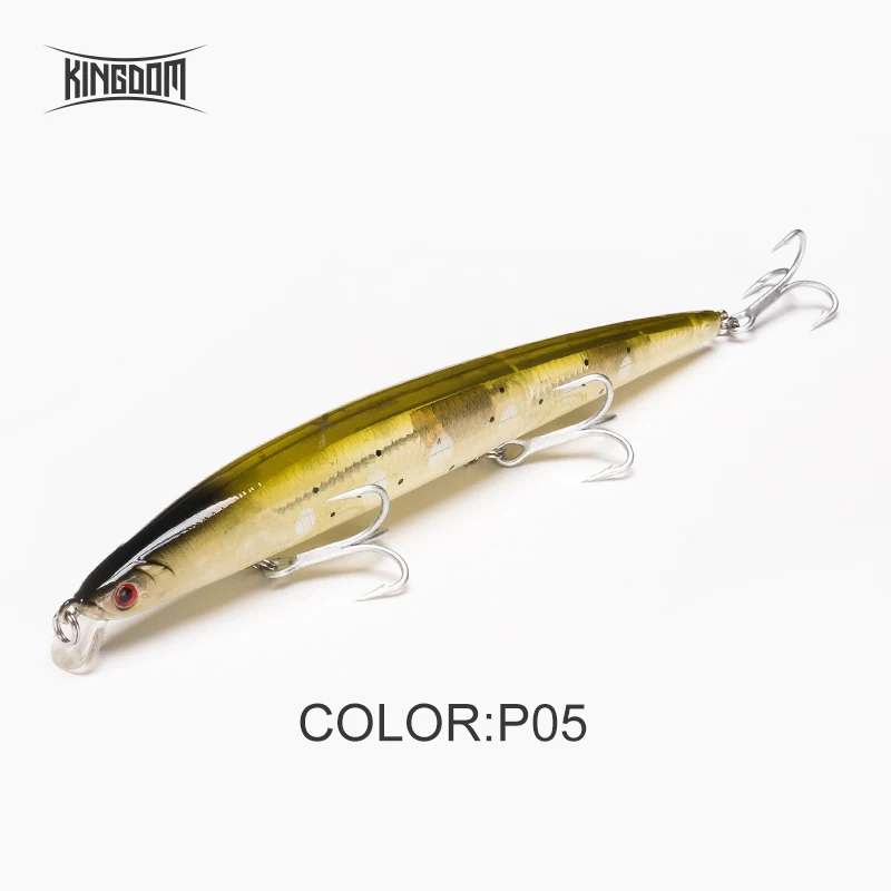 Kingdom Floating Minnow морская Рыбная приманка вобблер погремушка звук жесткая приманка искусственная Джеркбейт модель 5333 120 м, 14,5 г/143 мм, 21 г - Цвет: P05