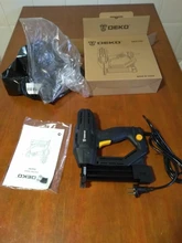DEKO-pistola de aparejos y grapadora eléctrica, DKET02, grapa de muebles, para marco con grapas y herramienta de carpintería
