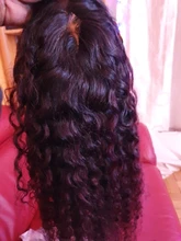 Burgandy-Cabello Humano rizado de 13x4 con encaje frontal, pelo brasileño con ondas profundas, color rubio, 1B/27/99j/Burgandy, Remy