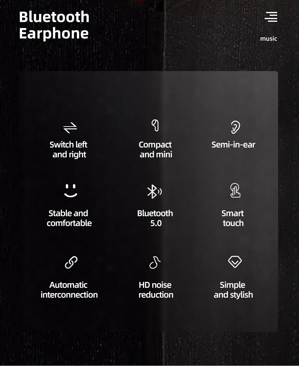 50 шт. T06mini TWS наушники Bluetooth 5,0 сенсорный Управление Беспроводной стерео гарнитура наушники-вкладыши с микрофоном