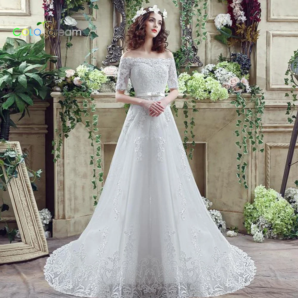 Свадебное платье A line vestido de novia корт поезд без бретелек