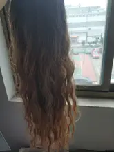 HENRY-Suarez Ombre marrón oscuro de agua a largo de la peluca de la onda de alta temperatura disfraz diario de Cosplay parte media peluca sintética para las mujeres Afro