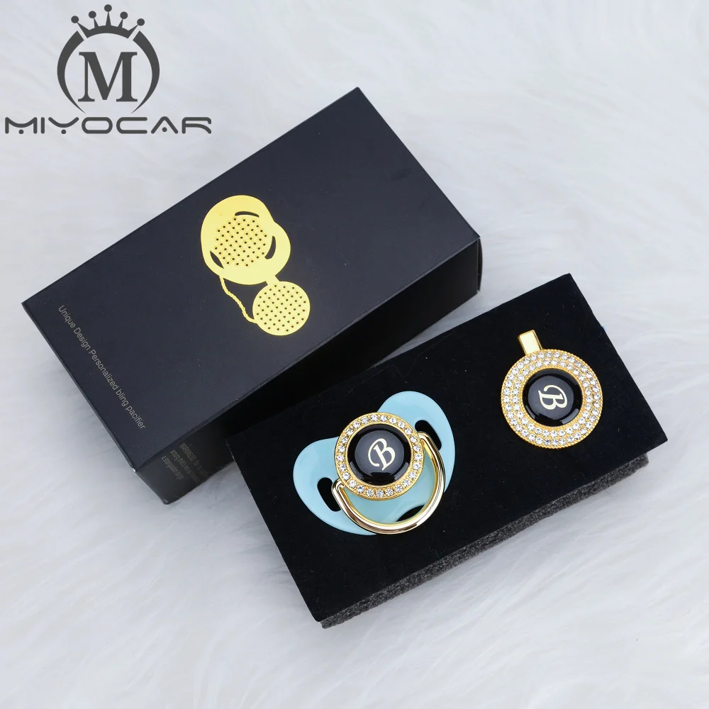 MIYOCAR, золотое, серебряное название, инициалы, Буква B, красивая, шикарная соска и соска, клипса, BPA бесплатно, пустышка, блестящая, уникальный дизайн, LB