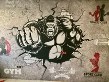 Green Wallpaper Mural Background-Wall Custom Bodybuilding Creative Gym Gorilla Fitness
