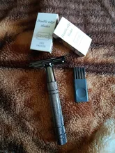 Maquinilla de afeitar de doble filo, maquinilla de afeitar de doble filo con 10 cuchillas de afeitar, Premium Wet, clásica, de Metal, se adapta a todas las cuchillas de afeitar estándar