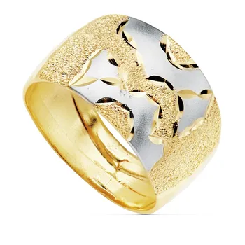 

18k solid gold ring bicolor nuanced maximum width head 11mm. [AC0163]