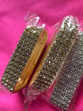 Pulsera elástica con diamantes de imitación de cristal para mujer, brazalete de oro ostentoso, joyería nupcial para boda, 4/5/8 filas