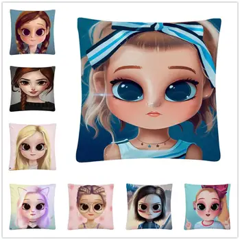 

(Dollify) beautiful girl cute pattern Soft Short Plush Cushion Cover Pillow Case for Home Sofa Car Decor Pillowcase45X45cm