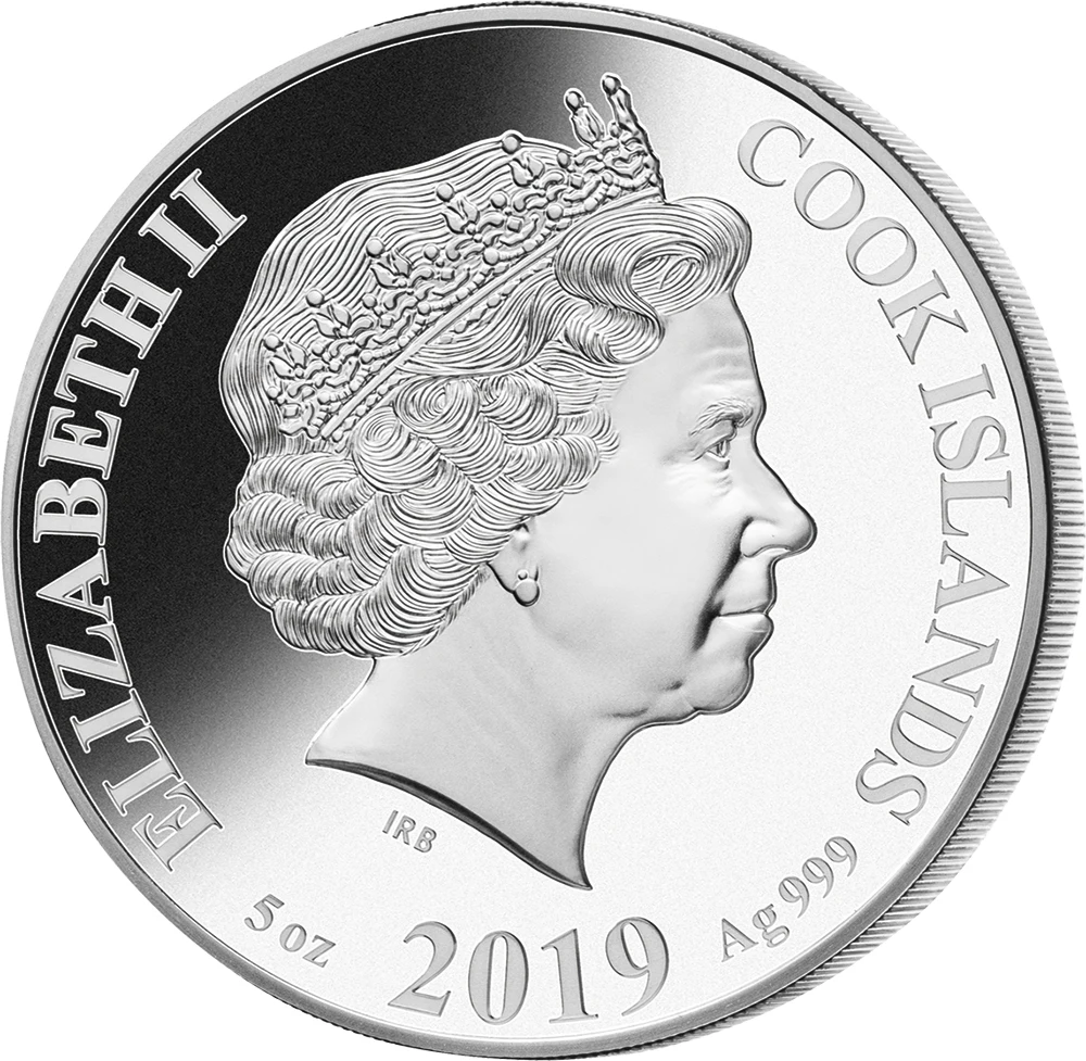 Свинья перламутр лунный год Серия 5 унций Серебряная монета 25$ Острова Кука